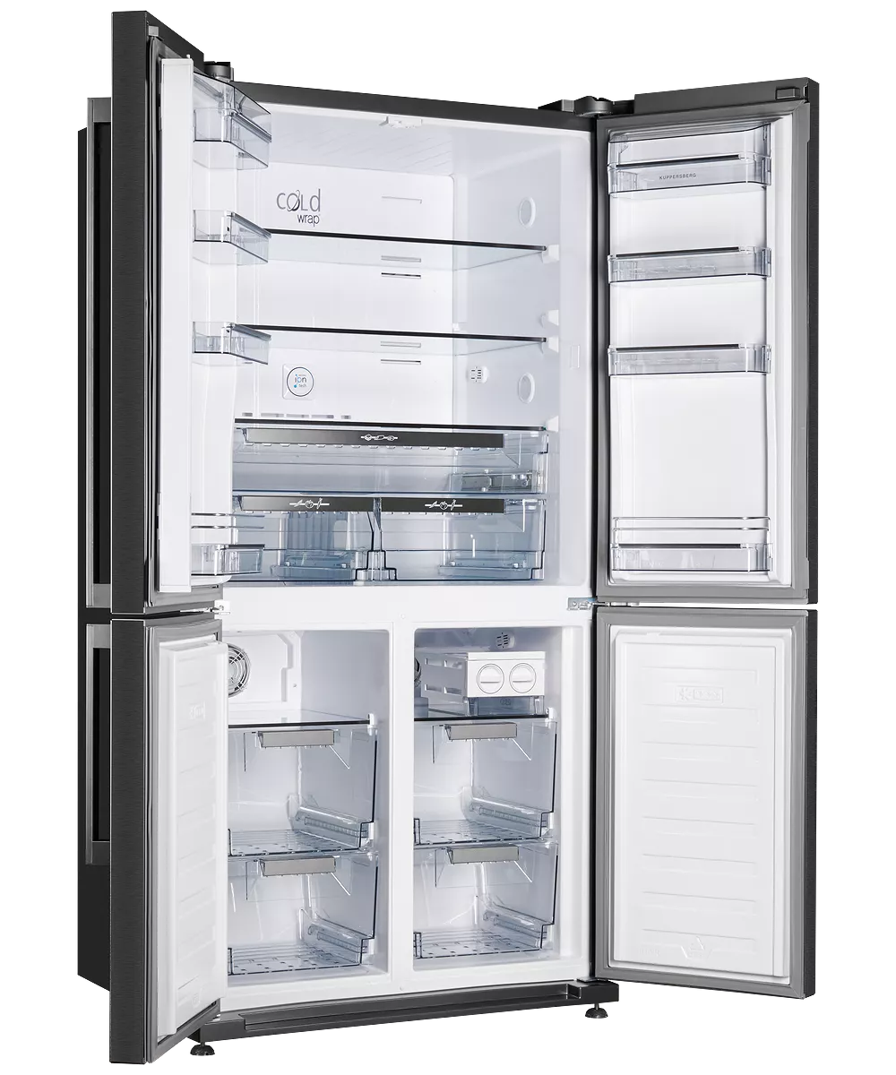 Холодильник Kuppersberg NMFV18591DX вид сбоку открытый